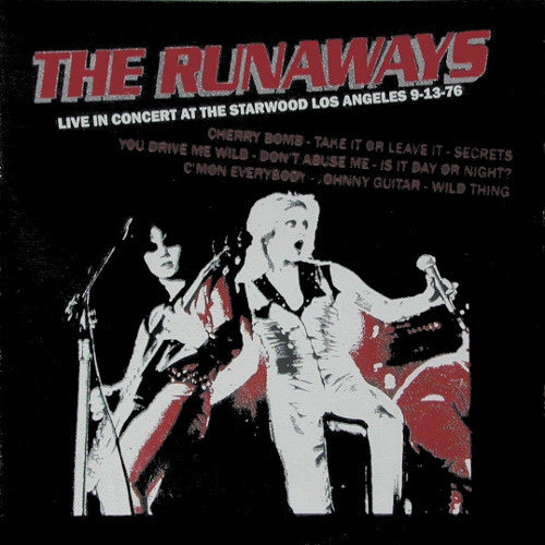 The Runaways - Live in Concert at the Starwood Los Angeles 9-13-76 (LP, Album, Unofficial, Red) - NEW