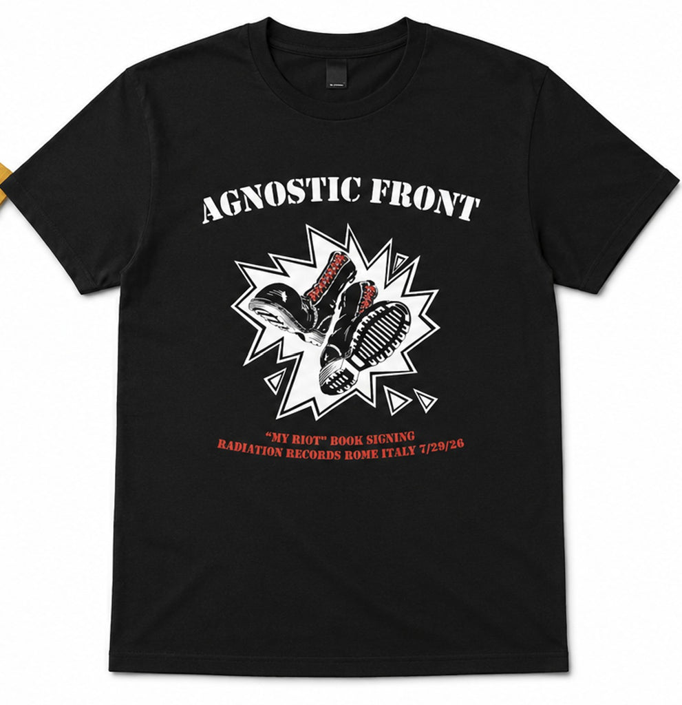 AGNOSTIC FRONT @ RADIATION IN-STORE EVENT T-SHIRT *** S, M, L, XL - BLACK & YELLOW ***