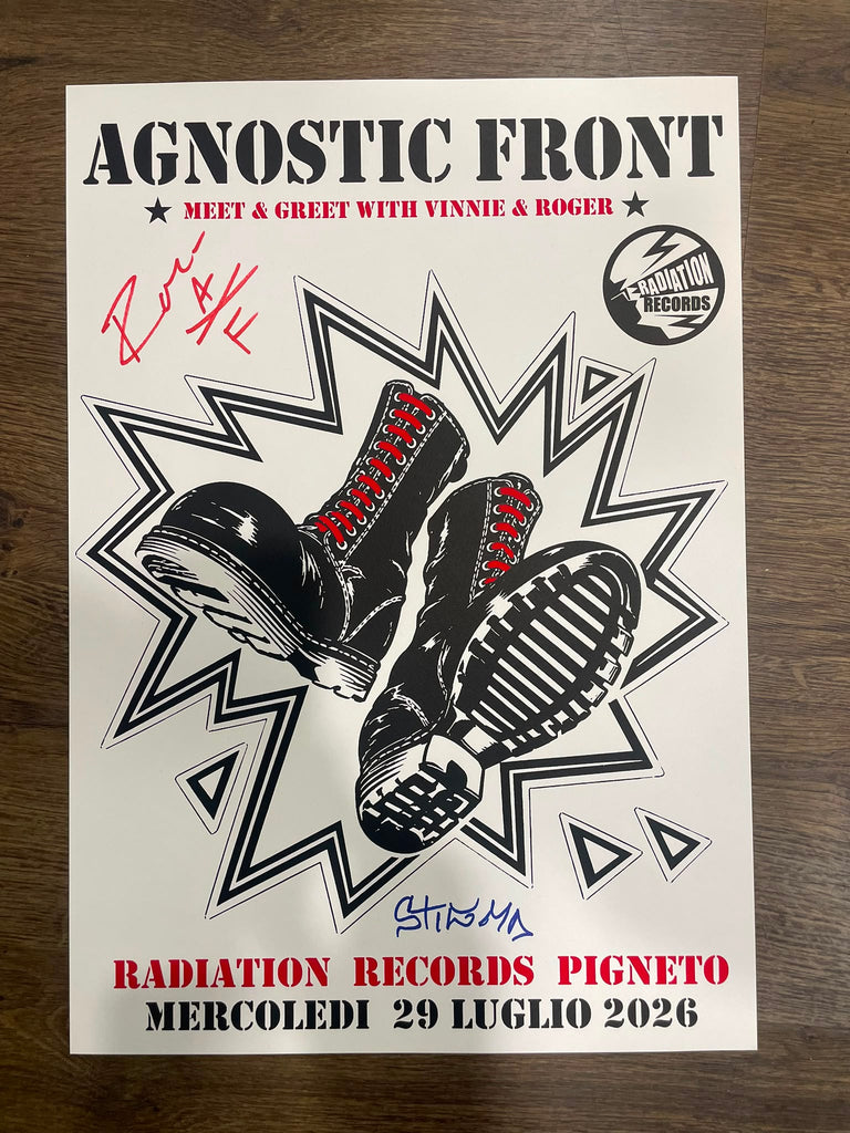 AGNOSTIC FRONT @ RADIATION IN-STORE EVENT POSTER 35cm x 50cm (SIGNED BY ROGER AND VINNIE) - NEW