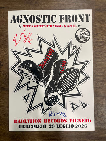 AGNOSTIC FRONT @ RADIATION IN-STORE EVENT POSTER 35cm x 50cm (SIGNED BY ROGER AND VINNIE) - NEW