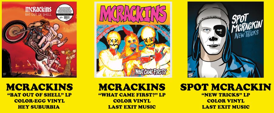 MCRACKINS BUNDLE "BAT OUT OF SHELL", "WHAT CAME FIRST?", "NEW TRICKS" BY SPOT MCRACKIN (LP, album, COLOR, RE) - NEW