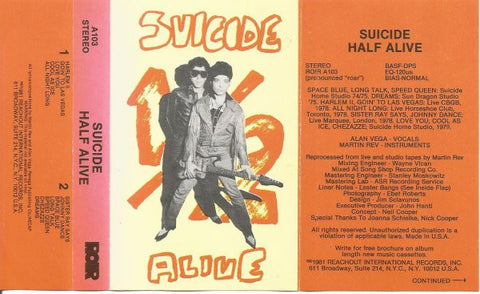 Suicide - 1/2 Alive (Cass, Album, Whi) - USED
