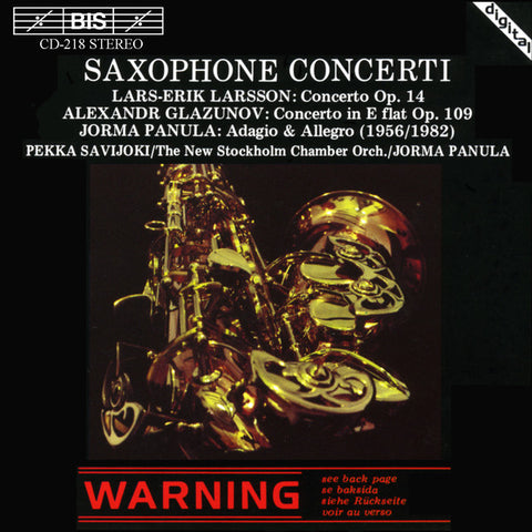 Lars-Erik Larsson, Alexander Glazunov, Jorma Panula, Pekka Savijoki, The New Stockholm Chamber Orchestra* - Saxophone Concerti (CD, Album) - USED