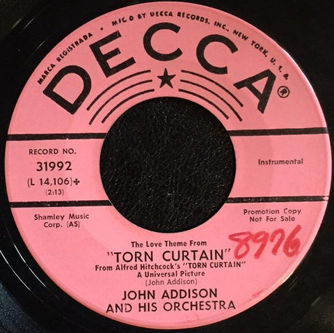 John Addison And His Orchestra /  The Johnny Mann Singers - The Love Theme From "Torn Curtain" (7", Promo) - USED