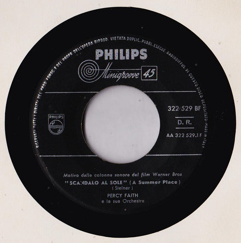 Percy Faith E La Sua Orchestra* - Scandalo Al Sole (A Summer Place) (7") - USED
