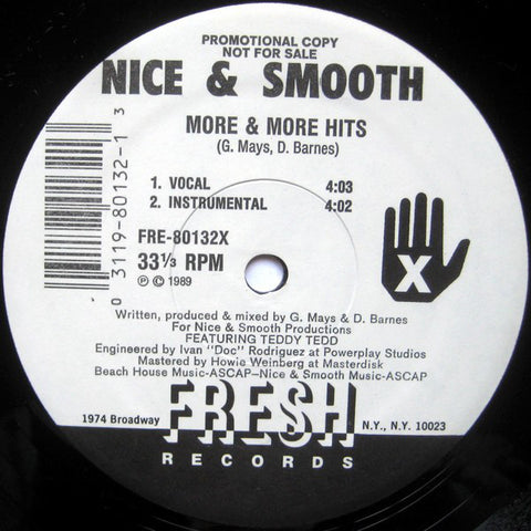 Nice & Smooth - More & More Hits / Early To Rise (12", Single, Promo) - USED
