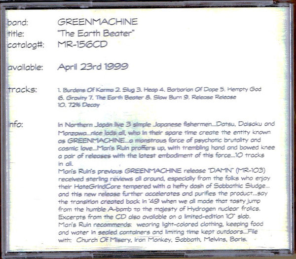 Greenmachine - The Earth Beater (CD, Album, Promo) - USED