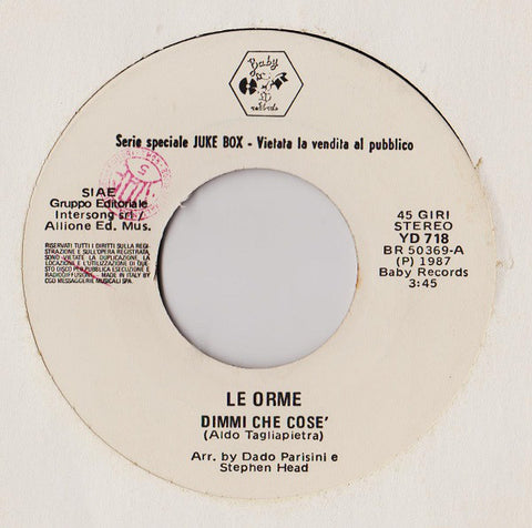 Le Orme / M.C. Miker "G" & Deejay Sven* - Dimmi Che Cos'È / Celebration Rap (7", Jukebox) - USED