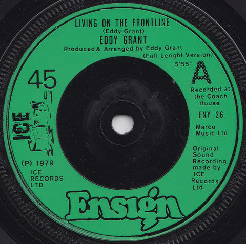 Eddy Grant - Living On The Frontline (Full Length Version) (7", Single) - USED