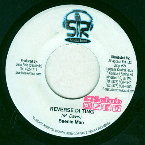 Beenie Man / D'Angel - Reverse Di Ting / Mek Dem Whispa (7") - USED
