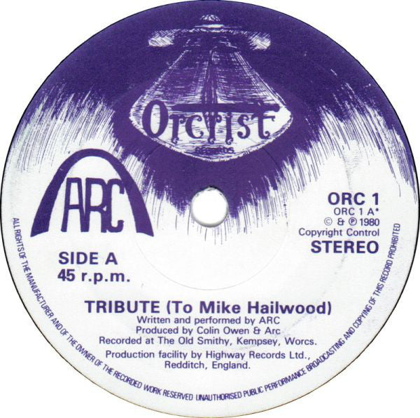 ARC (11) - Tribute (To Mike Hailwood) / For My Next Kick (7", Single) - USED