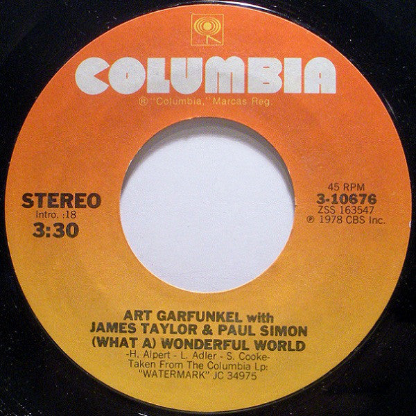 Art Garfunkel With James Taylor (2) & Paul Simon - (What A) Wonderful World (7", Single) - USED