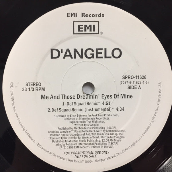 D'Angelo - Me And Those Dreamin' Eyes Of Mine (12", Single, Promo) - USED