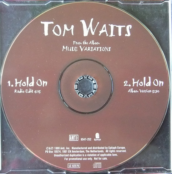 Tom Waits - Hold On (CD, Single, Promo) - USED