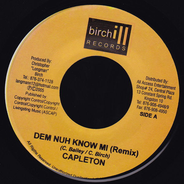 Capleton - Dem Nuh Know Mi (Remix) (7") - USED