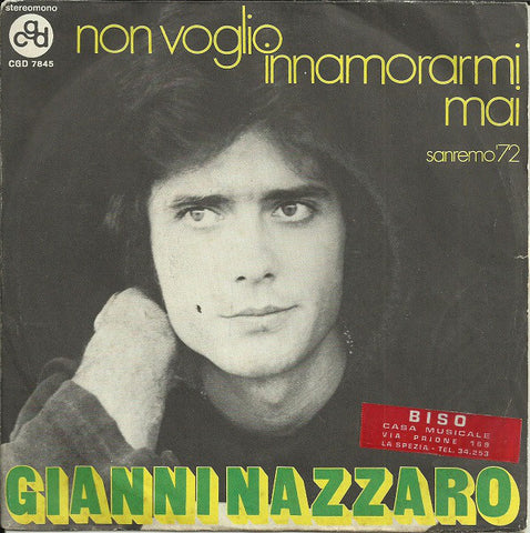 Gianni Nazzaro - Non Voglio Innamorarmi Mai (7", Single) - USED