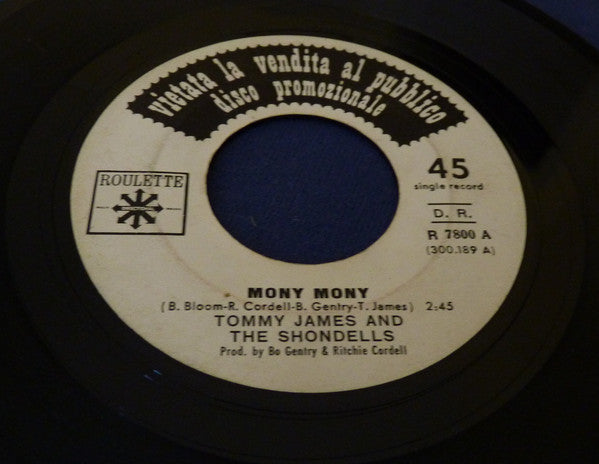 Tommy James & The Shondells - Mony Mony / One Two Three And I Fell (7", Single, Promo) - USED