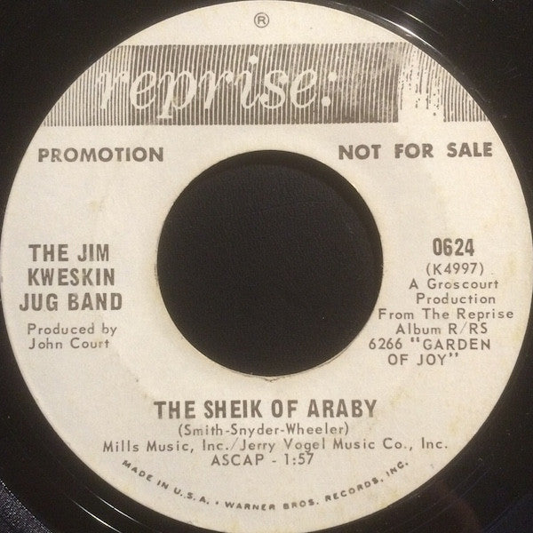 Jim Kweskin & The Jug Band - The Sheik Of Araby / Minglewood (7", Promo) - USED