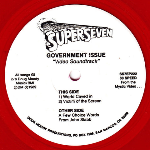 Government Issue - Video Soundtrack (7", EP, Ltd, RE, Red) - USED