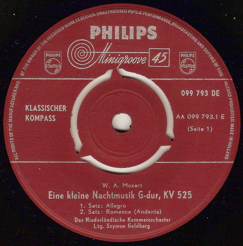 W. A. Mozart* - Eine Kleine Nachtmusik G-Dur KV 525 (7", EP) - USED