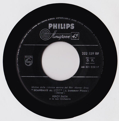 Percy Faith E La Sua Orchestra* - Scandalo Al Sole (A Summer Place) (7") - USED