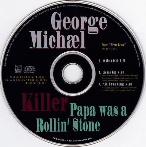 George Michael - Killer / Papa Was A Rollin' Stone (CD, Single, Promo) - USED