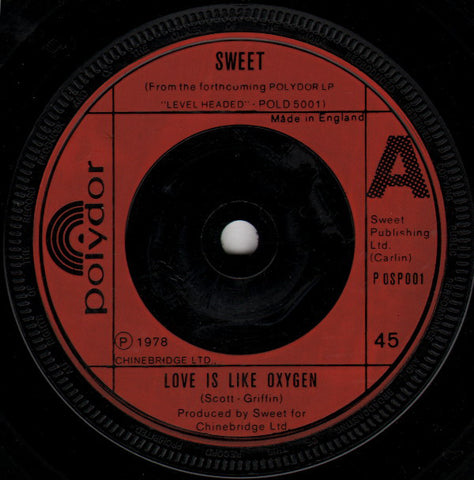 Sweet* - Love Is Like Oxygen (7", Single) - USED