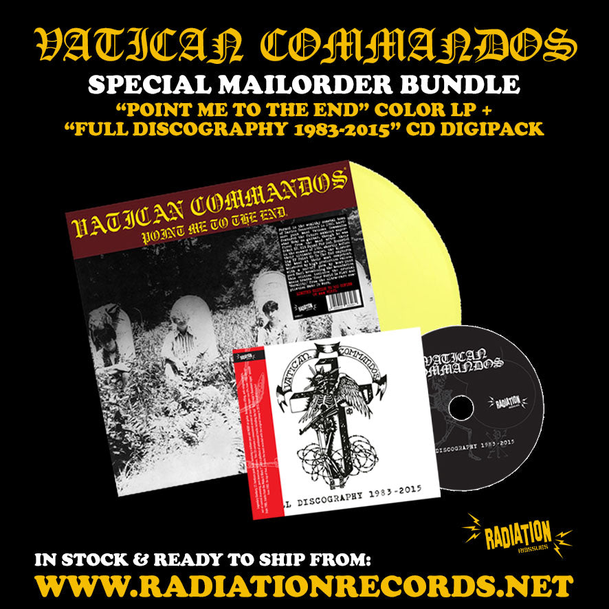 VATICAN COMMANDOS SPECIAL MAILORDER BUNDLE - POINT ME TO THE END 12" + FULL DISCOGRAPHY 1983-2015 CD (LP, CD, OBI STRIP, YELLOW, DIGIPACK, LTD, RE) - NEW